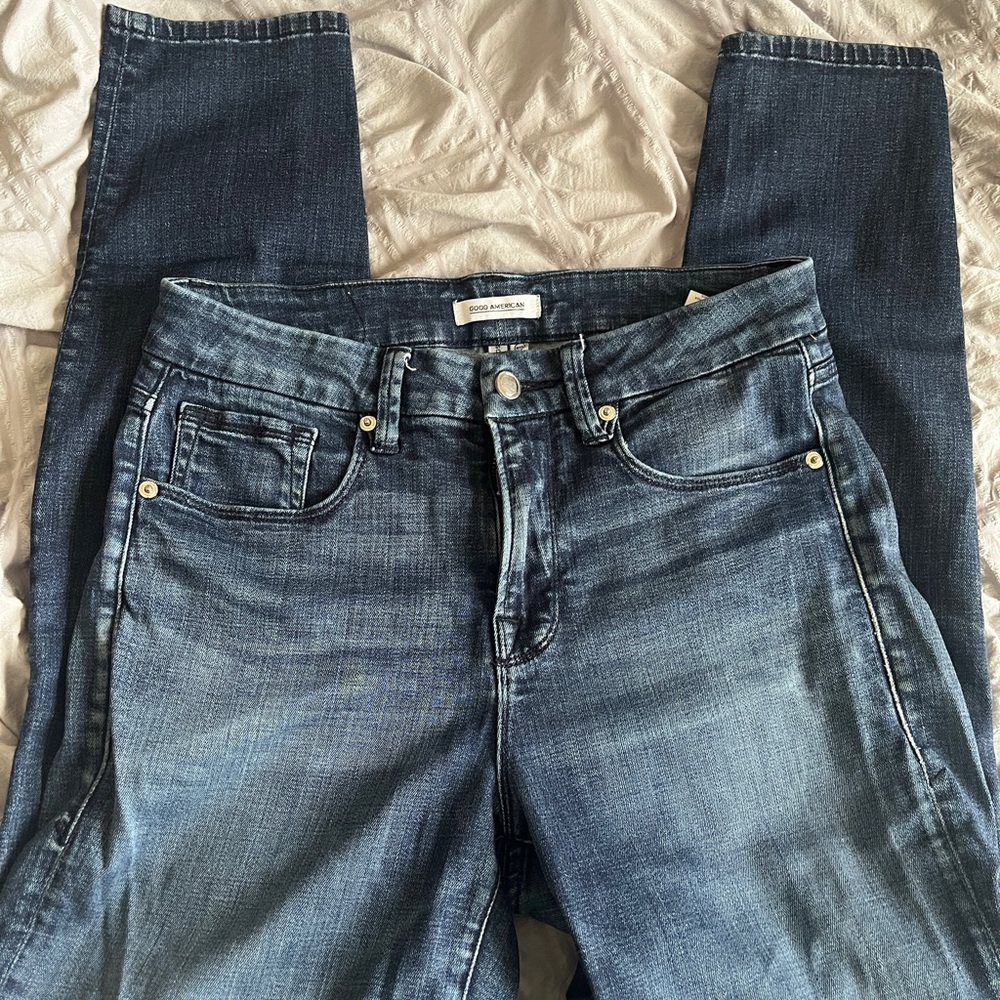 Good American Dark Blue Straight Leg Jeans